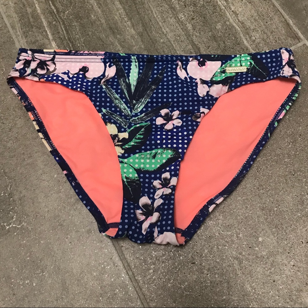 Sunseeker Floral & Polka Dot Swimsuit Bottom New
